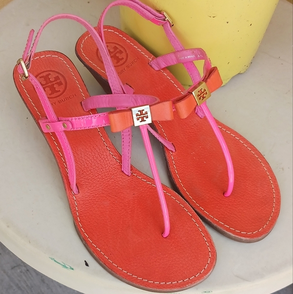 Tory Burch Pink and Red Women's Sandals - Picture 1 of 7